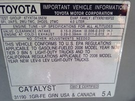 2006 TOYOTA TACOMA, SILVER, SR5 MODEL, CREW CAB, 4.0L, ATM 2WD.  Z25215
